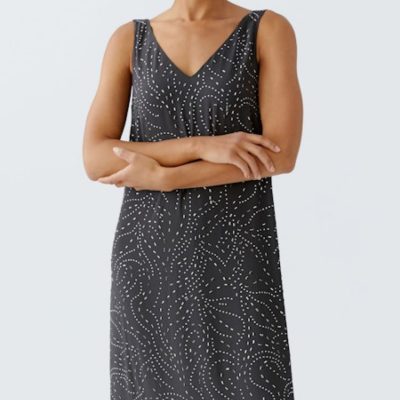 Oui n- Sleeveless Pearl Detailing Espresso Dress