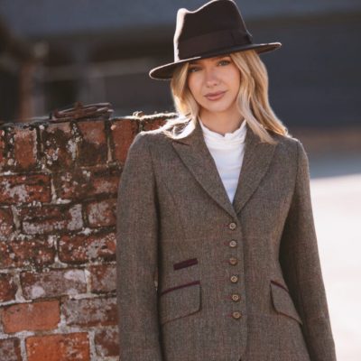 Anna Lascata - Plum Contrast Herringbone Jacket