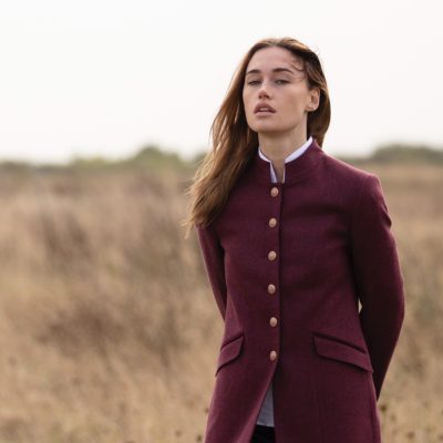 Anna Lascata - Plum Contrast Herringbone Jacket