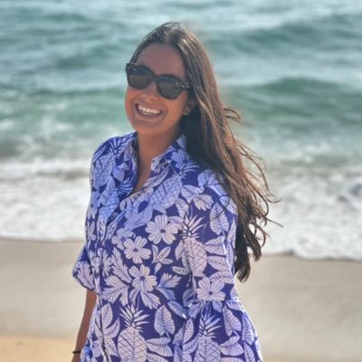 VILAGALLO - Blue Floral Print Cotton Dress