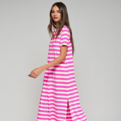 VILAGALLO Fuchsia Striped dress
