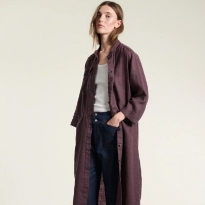 BITTE KAI RAND - Lazy Linen Brown Collarless Dress