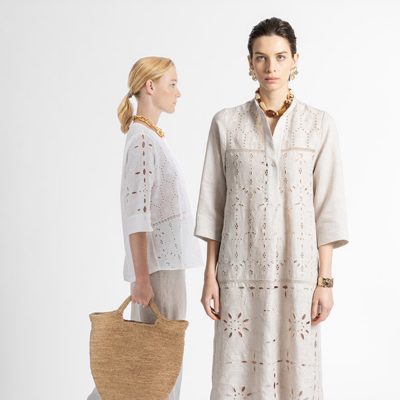 WHYCHI MILANO - White Crochet Effect Top