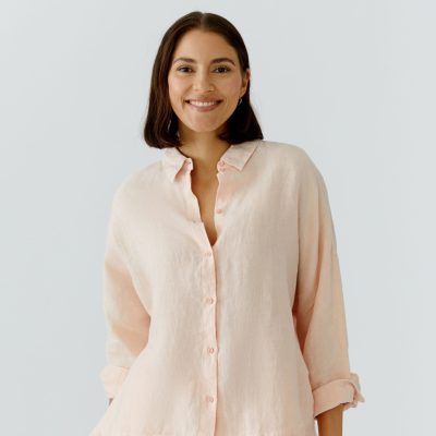 OUI - Peach Whip Vegan Dyed Linen Button Through Shirt