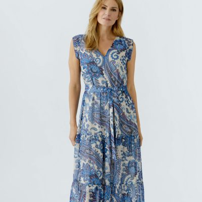 OUI - Paisley Print 3/4 Quarter Blue/red/white Dress