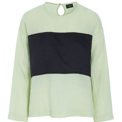 BITTE KAI RAND - Green & Black Longsleeve Linen Top
