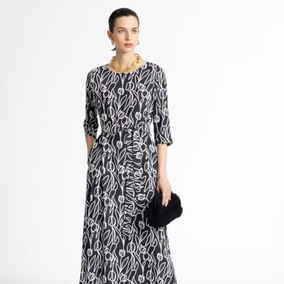 WHYCHI MILANO - Light Blue And White Tulip Pattern Viscoce Dress