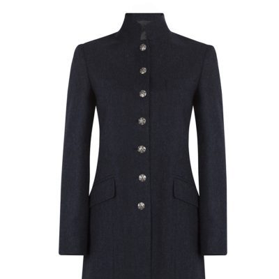 ANNA LASCATA - Alexandra Navy Herringbone Coat
