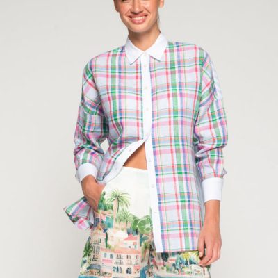 VILAGALLO - Multicoloured Plaid Shirt With White Collar