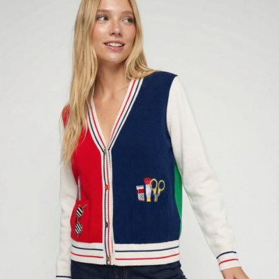 VILAGALLO - Multicoloured Cardigan With Dachshund Motifs