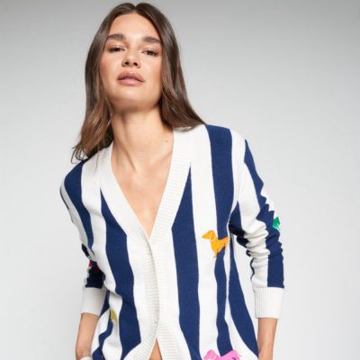 VILAGALLO - Multicoloured Cardigan With Dachshund Motifs