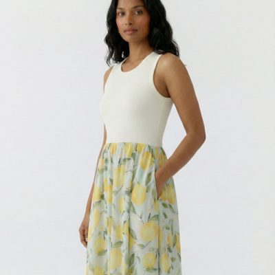 OUI - Light Green, Yellow and White Two Tier Dress