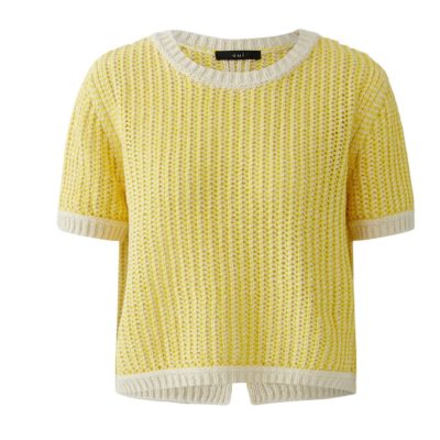 OUI - White Chunky Knit Yellow Pullover