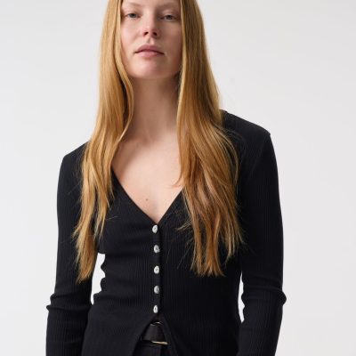 AKYN - Aniela Black Button Cardigan