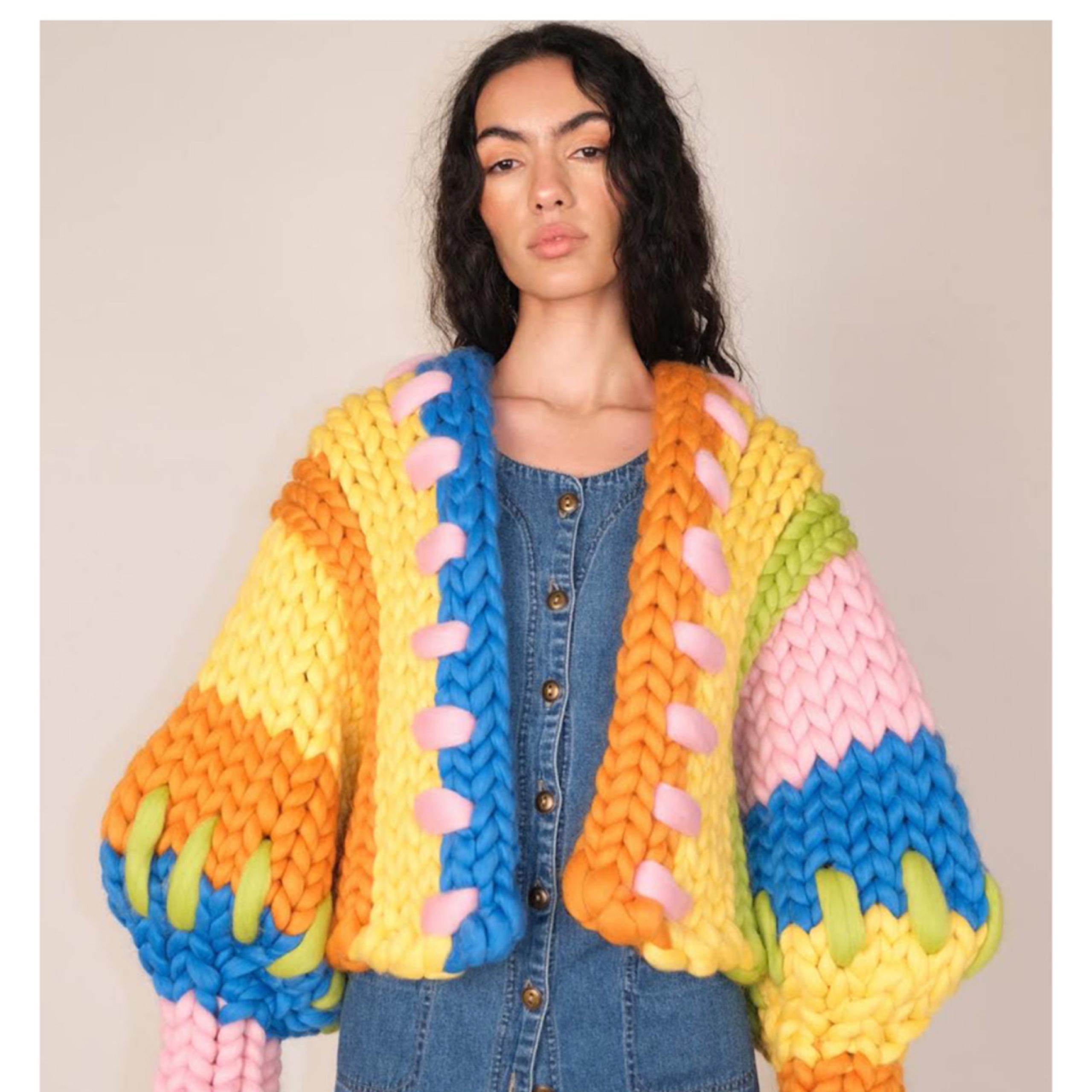 HOPE MACAULAY - Juno Coloured Corriedale Wool Colossal Knit Cardigan