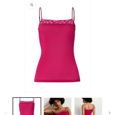 HANRO - Moments Lace Spaghetti Sangria Strapy Top
