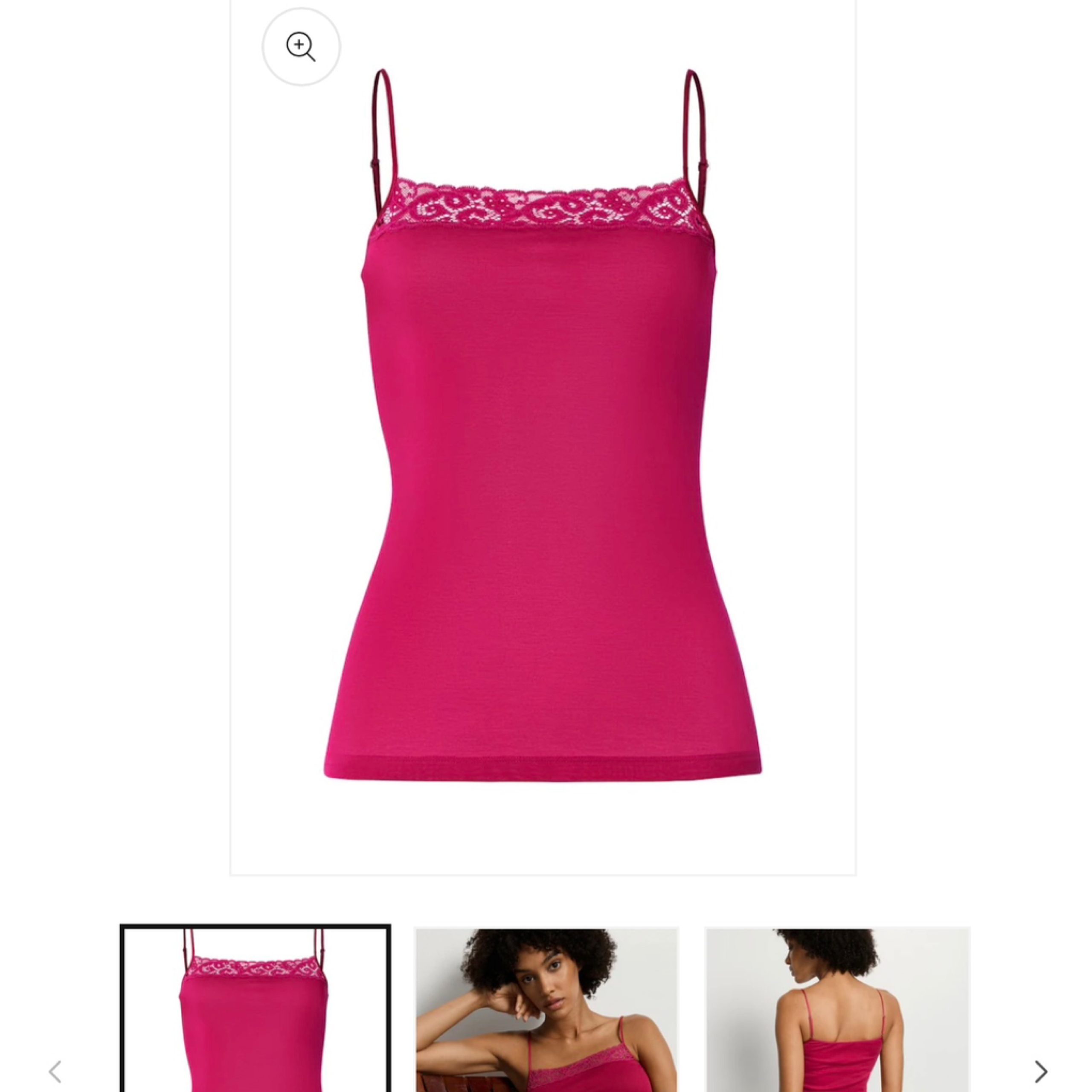 HANRO - Moments Lace Spaghetti Sangria Strapy Top