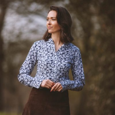 ANNA LASCATA - Tulip Poppy Blue Voile Shirt