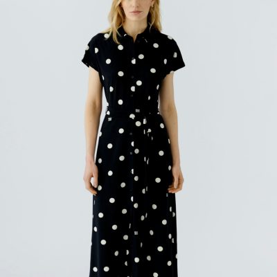OUI - Silky Touch Dotty Black & White Maxi Dress