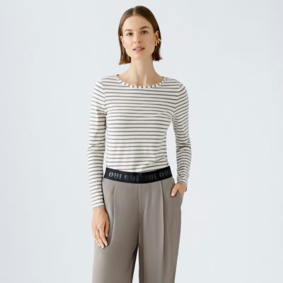 OUI - Sumiko Long Sleeve Blue and White T.shirt