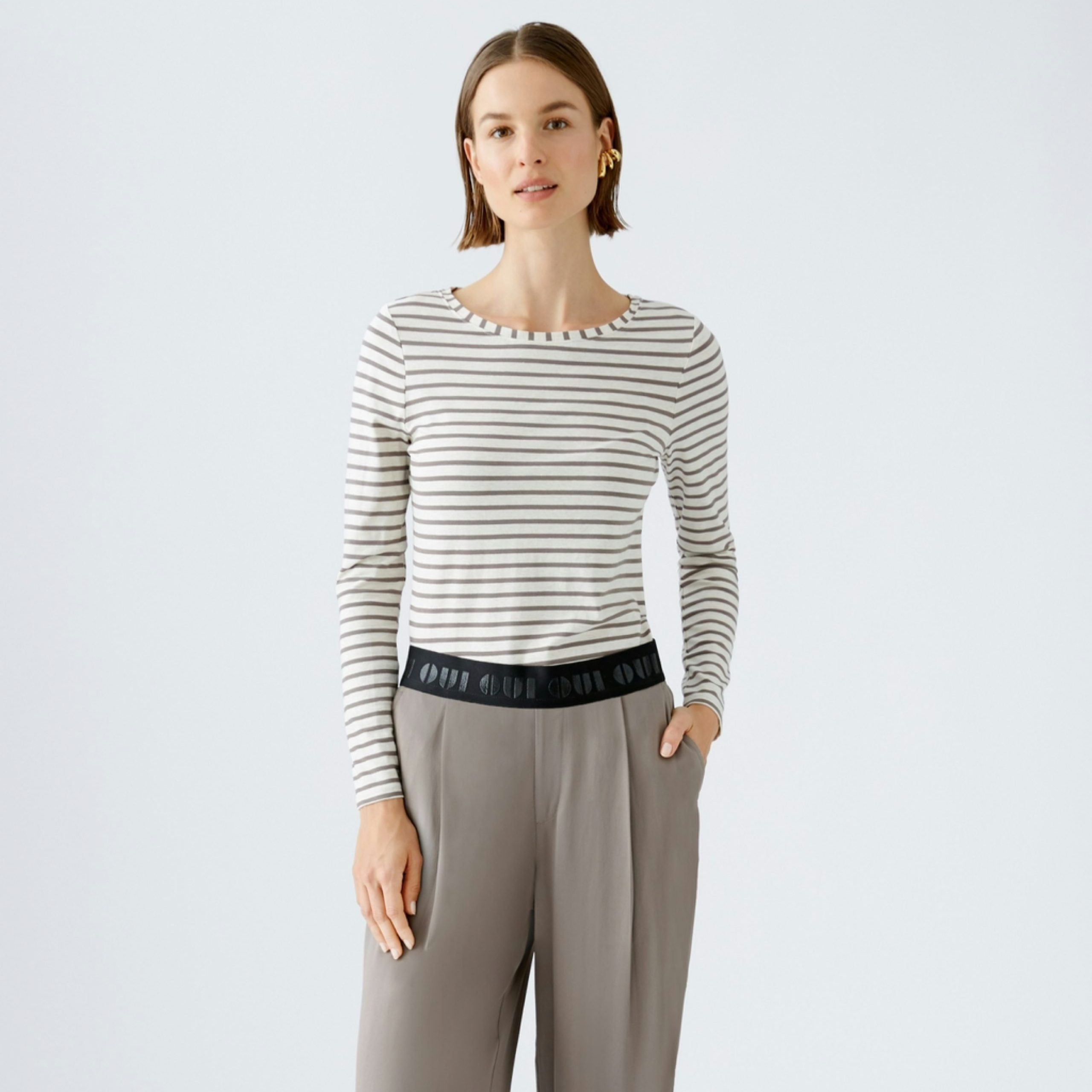 OUI - Sumiko Long Sleeve Blue and White T.shirt