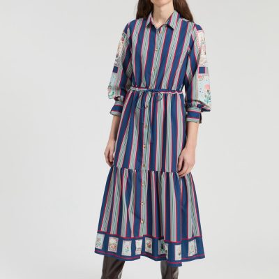 VILLAGALLO - Madrid Print Button Through 3/4 Length Dress