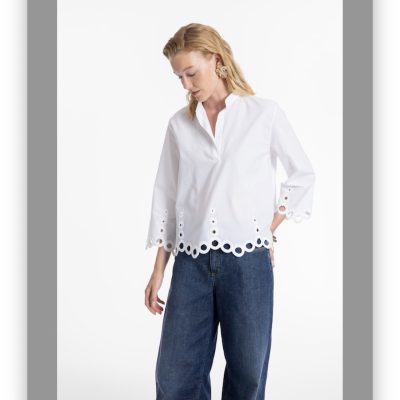 WHYCHI MILANO - White Hem Embroidered Detail Shirt