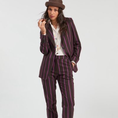 VILAGALLO - Pink/brown Pinstriped Trousers