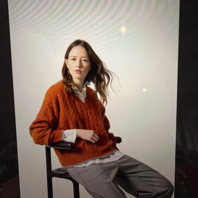 WHYCHI MILANO - Orange V Neck Alpaca/wool Jumper