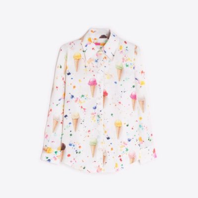 VILAGALLO - Multicoloured Linen Ice Cream Print Shirt