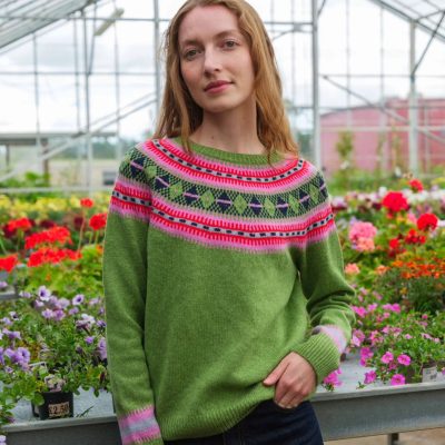 QUINTON CHADWICK - Green Lambswool Fairisle Yoke Jumper