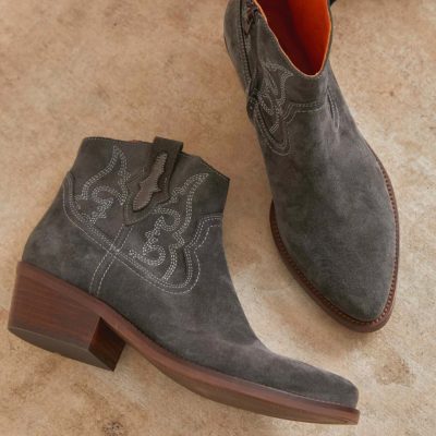 PENELOPE CHILVERS - Slate Suede Cassidy Embroidered Boot