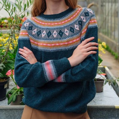 QUINTON CHADWICK - Navy Lambswool Fairisle Jumper